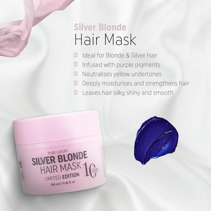 RICH Pure Luxury Silver Blonde Hair Mask Purple Hair Treatment for Blonde Platinum Bleached Silver Gray Ash Brassy Hair 8.45 Oz