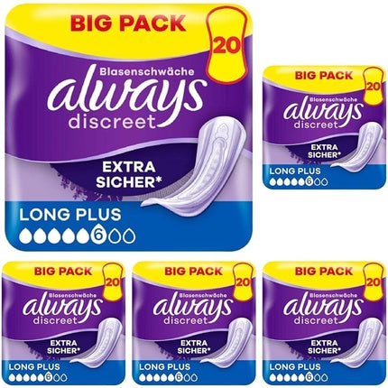 Always Discreet Incontinence Pads for Women Long Plus - Pack of 20