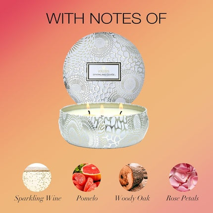 Voluspa Sparkling Cuvee Candle 3 Wick Tin 12 Ounces