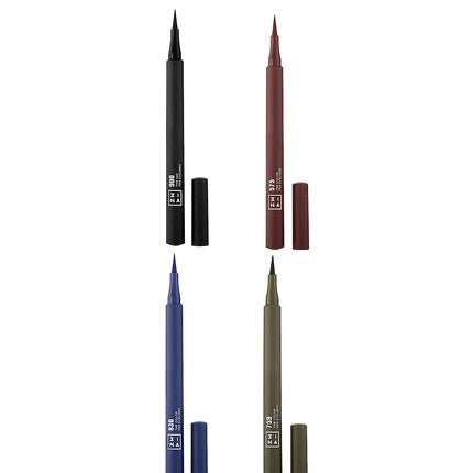 3ina Eyeliner Set 24H Black Brown Dark Blue Olive Green Fine Tip Longwear Matte Formula - Vegan and Cruelty Free