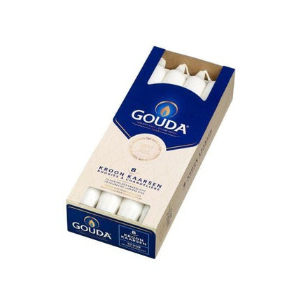 Gouda Crown Candles Satin White 24024