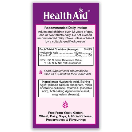 HealthAid Hyalurovit Hyaluronic Acid Vegan Tablets 30