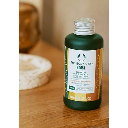 The Body Shop BOOST Shine on Hair & Body Oil Mandarin & Bergamot with 100% Natural Essential Oils 100ml
