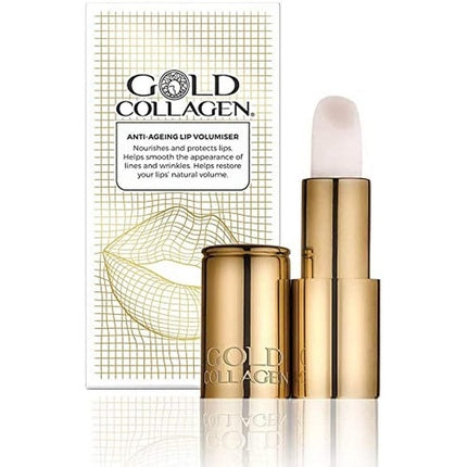 Gold Collagen Lip Volumizer Anti-Aging Lip Balm with Castor Oil Coconut Oil Vitamin E and Marine Collagen Super Moisturizing Lip Plumper with Beeswax for Healthier and Plumper Lips Pearl Effect