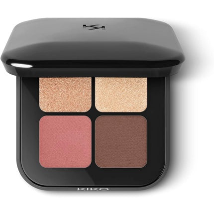 KIKO Milano Bright Quartet Eyeshadow Palette with Four Baked Eyeshadows for Wet and Dry Use Rosy Mauve Variations