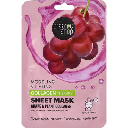 Organic Shop Sheet Mask Collagen Therapy Grape & Plant Collagen
