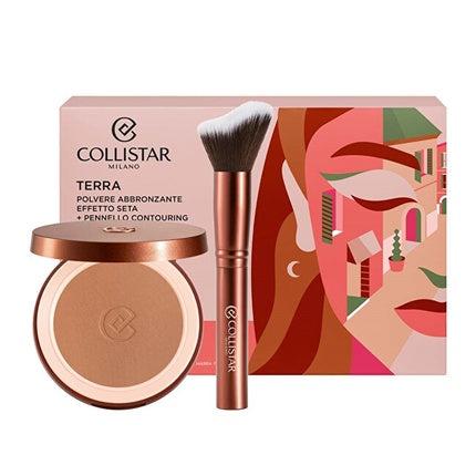 Collistar Bronzer Set Terra Silk Effect Bronzing Powder 44 Hawaii Matte With Contouring Brush