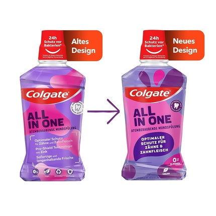 Colgate All In One Mouthwash 500ml - Immediate & Long-lasting Freshness and Cavity Protection - Alcohol-free Antibacterial Mouth and Teeth Cleaning for Optimal Protection