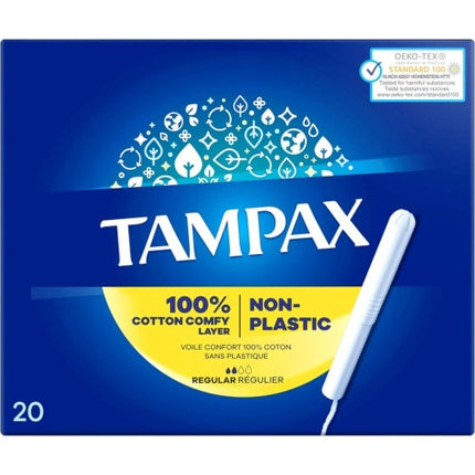 New TAMPAX 100% Cotton Comfy Layer Non Plastic 20