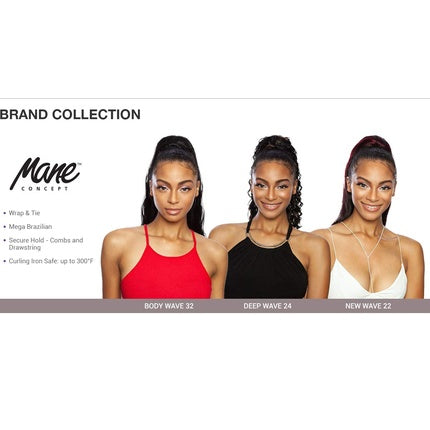 Human Hair Blend Ponytail New Wave Wrap N Tie 22" F1B30 Piano Mix Off Black