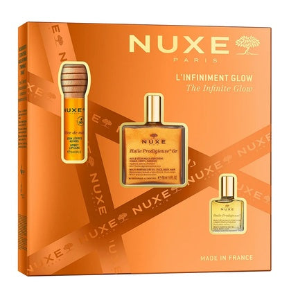 Nuxe Set The Infinite Glow Includes Reve De Miel Honey Lip Oil 10ml Huile Prodigieuse Or Multipurpose Dry Oil With Golden Particles 50ml And Huile Prodigieuse Dry Oil For Face Body