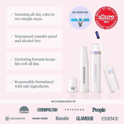 Wonderskin Wonder Blading Peel and Reveal Lip Stain Kit Nude Long Lasting Waterproof Transfer Proof Pink Peel Away Makeup XOXO