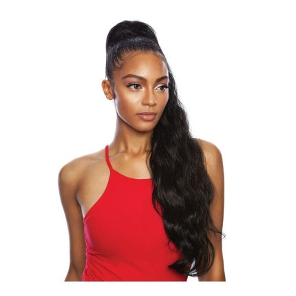 Human Hair Blend Ponytail Brown Sugar Wrap & Tie Body Wave 32