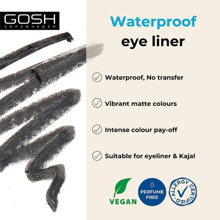 Gosh Matte Eyeliner in Intense Black Creamy Soft Texture High Coverage Ideal for Smokey Eyes Perfect for Mascara Vegan and Fragrance