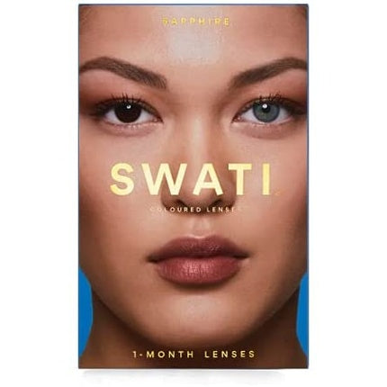 SWATI Cosmetics Sapphire Blue 1 Month Colored Contact Lenses 0.0 Diopters 8.7mm Base Curve 14.20mm Diameter