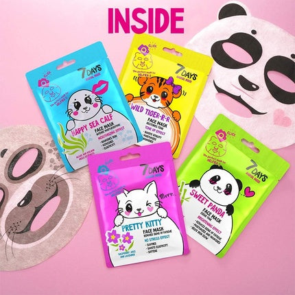 7Days Face Masks Skincare Gift Set - Sheet Masks Moisturising, Nourishing, Brightening, Hydrating, Refreshing - Animal Cute Face Mask Beauty Gift for Women