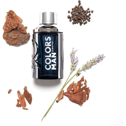 Benetton Black from United Colors Eau de Toilette for Men Long Lasting Casual and Modern Fragrance Amber Woody Lavender and Vetiver Notes Ideal for Day Wear 60ml