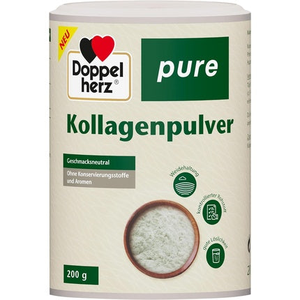 Doppelherz Pure Collagen Powder Flavorless Easy to Dissolve Without Preservatives and Flavors Controlled Pasture-Raised Raw Material 200g