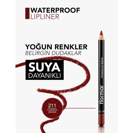 Flormar Waterproof Lipliner for Women 211 Classical Brown