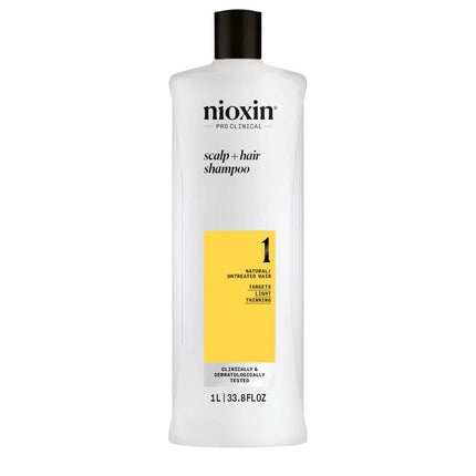 Nioxin Niox Sys 1 Cleanser Shampoo 1000 Ml Cleansing Shampoo For Fine Natural Hair Thinning Slightly