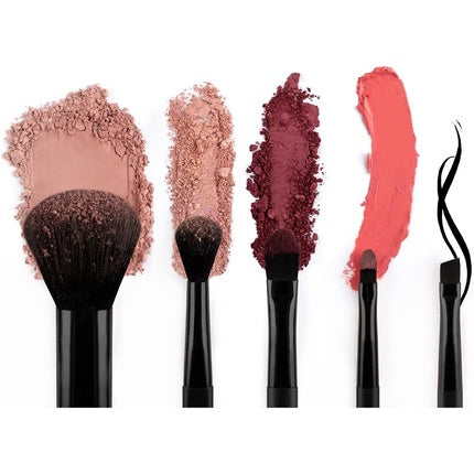 Luvia Espresso Travel Make-Up Brush Set with 5 Cosmetic Brushes and Storage - Black Vegan