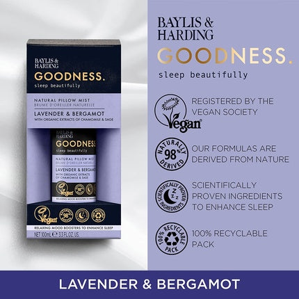 Baylis & Harding Goodness Lavender & Bergamot Natural Pillow Mist - 3.3 Fl Oz
