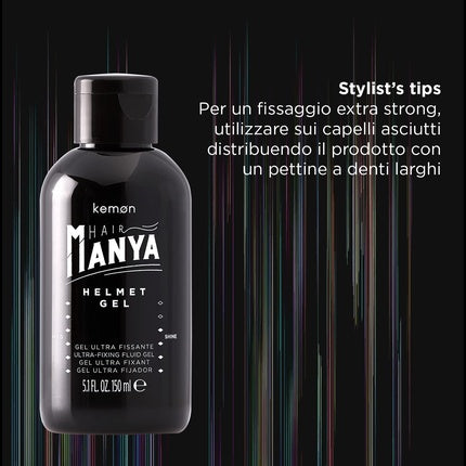 Kemon Hair Manya Helmet Gel Alcohol Hair Gel for Extra Strong Hold Professional Hair Styling for Men 150ml