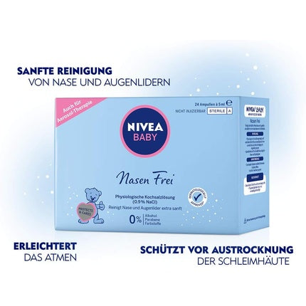 NIVEA BABY Nasen frei Nasal Care with Saline Solution 24 Ampoules 5ml - Pack of 24