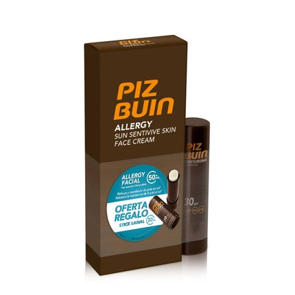 Piz Buin Allergy Cream Facial For Sensitive Skin Spf50+ 50ml + Free Lip Stick Spf30 4.9g
