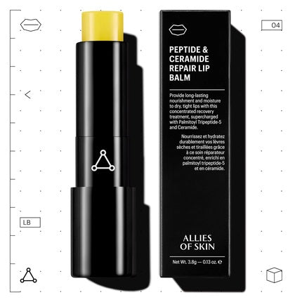 Allies of Skin Peptide & Ceramide Repair Lip Balm with Palmitoyl Tripeptide-5, Ceramide NP, Sea Buckthorn Oil, Avocado Oil, Sunflower Seed Oil, Shea Butter, Vitamin C & E 3.8g/0.13 oz
