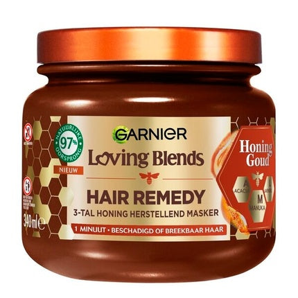 Garnier Loving Blends Honey Gold Hair Remedy Hair Mask - Restorative Mask For Damaged Breakage 340 Ml