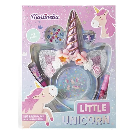 Little Unicorn Hairband Set With Lipstick, Lip Gloss, And Stickers