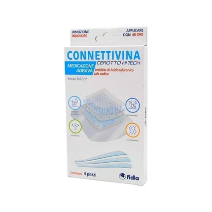 Fidia Pharmaceuticals Connettivina Hi Tech Adhesive Dressing With Hyaluronic Acid 4 Pieces 8x12 Cm