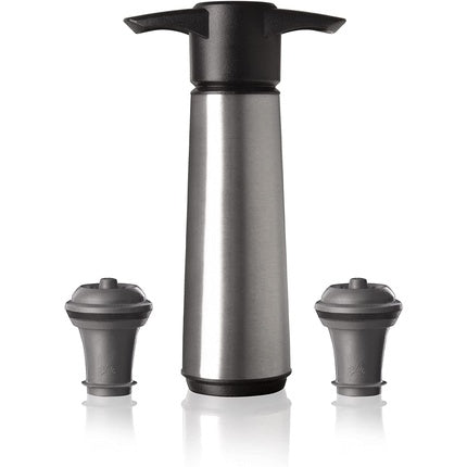 Vacu Vin Wine Pump Stainless Steel With 2 Stoppers Gray Uniform
