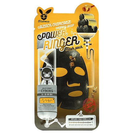 Elizavecca Black Charcoal Honey Deep Power Ringer Mask - 23 Ml Deep Cleansing And Moisturizing Sheet Mask