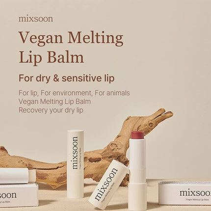 Mixsoon Vegan Melting Lip Balm Clear Glossy Moisturizing Plant-Based Ingredients