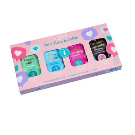 I Love Time Chills Set - Includes Beautiful Peeling Sheet Mask, Skin Superstar Detoxifying Sheet Mask, Happy Skin Purifying Sheet Mask, And Pure Pores Cleansing Sheet Mask, Each 10