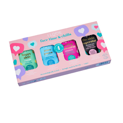 I Love Time Chills Set - Includes Beautiful Peeling Sheet Mask, Skin Superstar Detoxifying Sheet Mask, Happy Skin Purifying Sheet Mask, And Pure Pores Cleansing Sheet Mask, Each 10