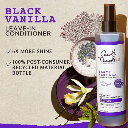 Carol's Daughter Black Vanilla Moisture & Shine Leave In Conditioner for Dry and Dull Hair with Aloe, Vitamin B5, and Wheat Protein 8 fl oz