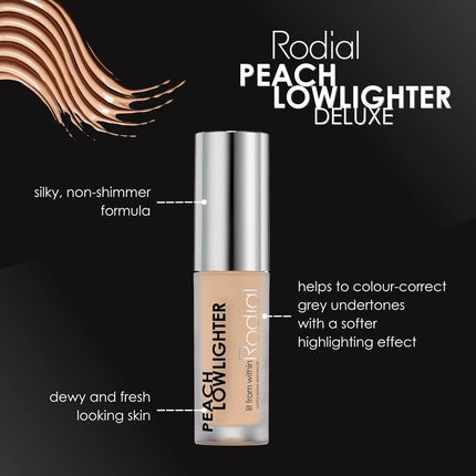 Rodial Peach Lowlighter Deluxe 1.6ml Non-shimmer Formula for Deeper Skin Tones Caffeine Hyaluronic Acid Vit E Weightless Illuminating Effect Concealer