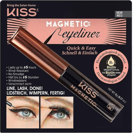 KISS Magnetic Lash Collection Magnetic Eyeliner Black Smudge Proof Biotin Infused with Precision Tip Brush