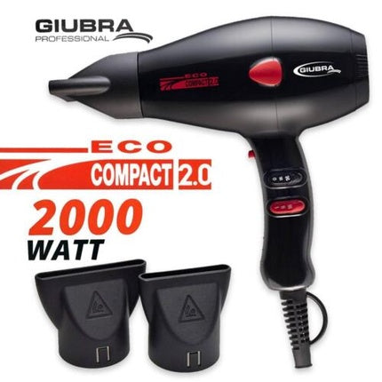 Phon Giubra 2000W Eco Compact Hairdryer with 5 Temperature Levels and 2 Speeds