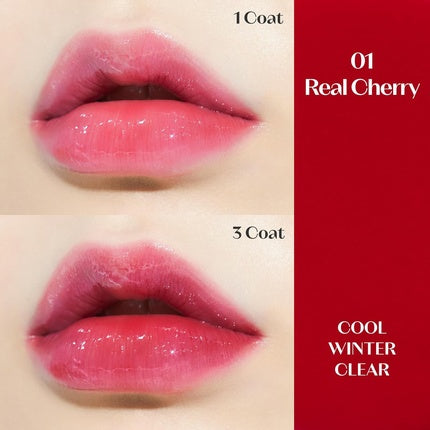 ETUDE Dear Darling Oil Tint #1 Real Cherry 4.2g High Moisturizing and Strong Hydrating Lip Oil Lip Gloss Smooth and Moist Lips Non-Sticky Lip Oil Tint For Dry Lips K-beauty