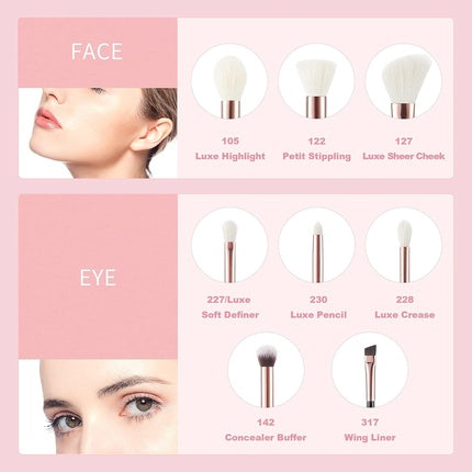 Jessup Basic Makeup Brush Set 8pcs Black Rose Gold Premium Natural Synthetic Contour Blush Eye Shadow Blending Concealer Brow Liner Brushes T158 Pearl Black Rose Gold