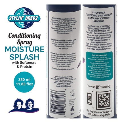 Stylin Dredz Moisture Splash Conditioning Braid Spray and Dreadlock Moisturizer Spray 350ml