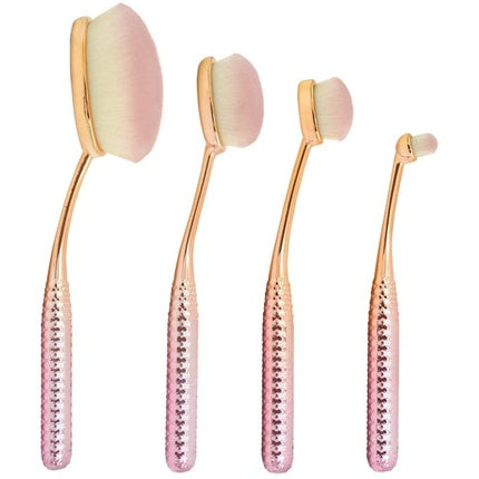 Moda Royal & Langnickel Full Size Metallic Face Perfecting 4pc Oval Makeup Brush