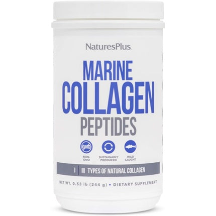 NaturesPlus Marine Collagen Peptides Unflavored 0.54 lb - Hair Skin Nail & Joint Health Immune System Support - Gluten Free Non-GMO 20 Servings