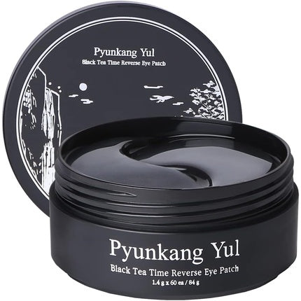 Pyunkang Yul Black Tea Time Reverse Eye Patch Reduces Puffy Eyes Fine Lines Under Eye Bags Face Moisturizer Revitalizer Korean Eye Skin Care Gel Pads with Low-Molecular Collagen 1.4g X 60ea