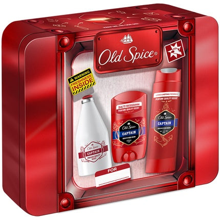Old Spice Gp Tin Box Captain After Shave Lotion 100ml Deodorant Stick 50ml And Shower Gel 250ml