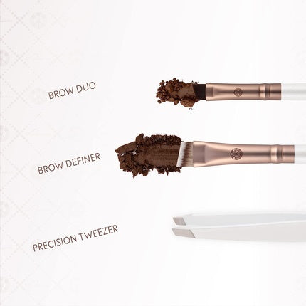 Luvia Prime Brow Kit Brush Set with Tweezers and 3 Vegan Cosmetic Brushes